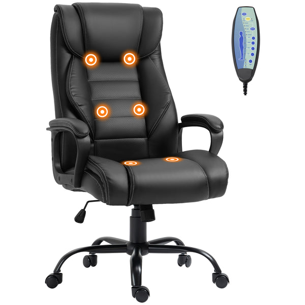 Massage office chair with 6-point vibration, black