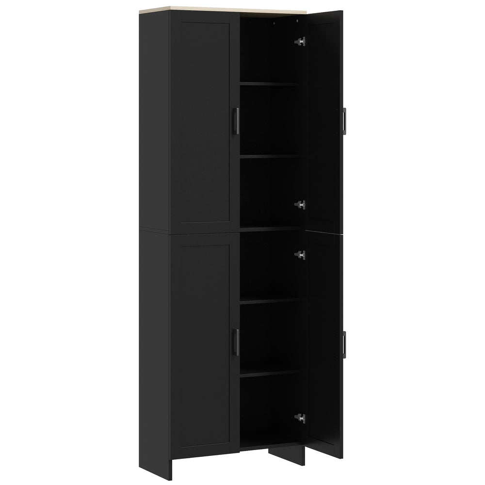 Armoire de cuisine 4 portes avec étagères réglables, noir
