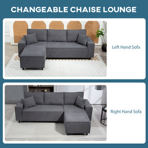 Canapé d'angle avec méridienne convertible en velours côtelé avec ressorts ensachés, 2 coussins, gris anthracite