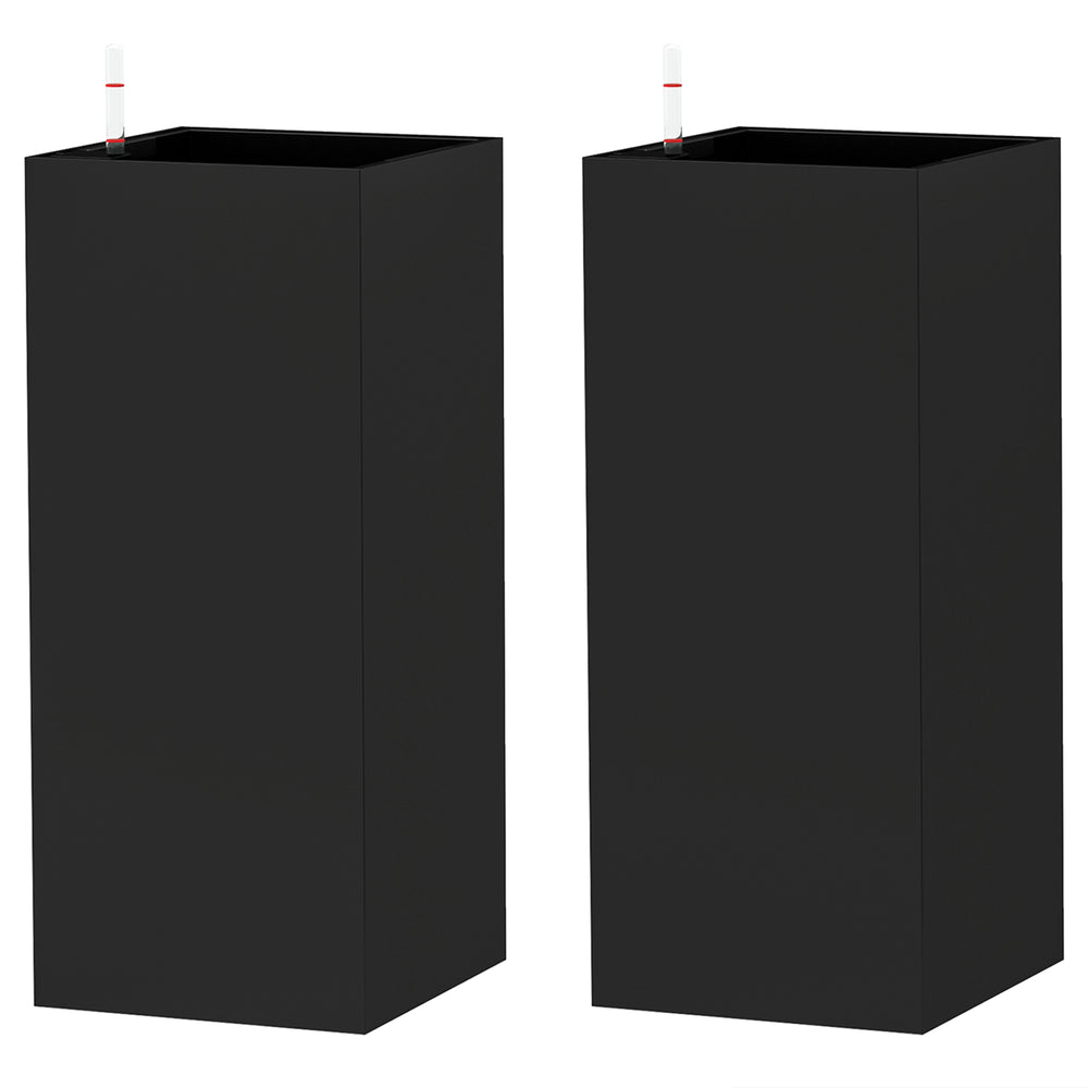 Lot de 2 jardinières avec indicateur de niveau d'eau, noir