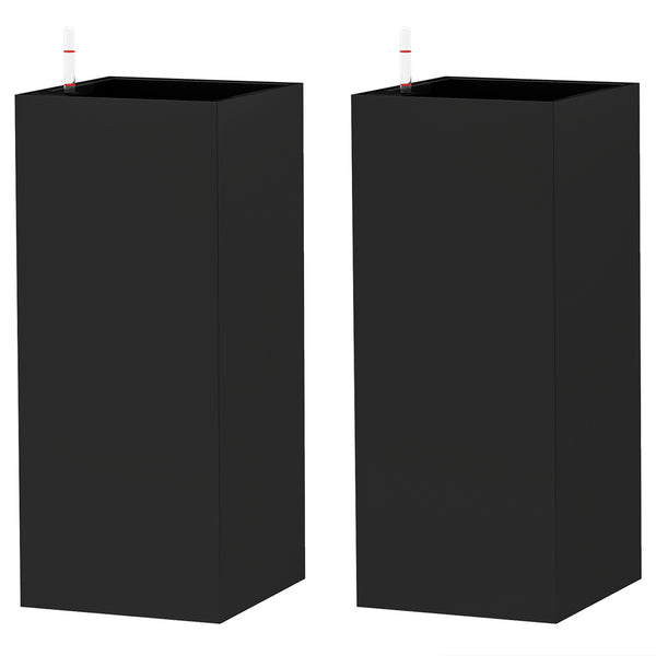 Lot de 2 jardinières avec indicateur de niveau d'eau, noir