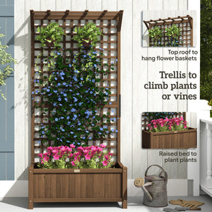 Jardinière en bois avec treillis pour plantes grimpantes