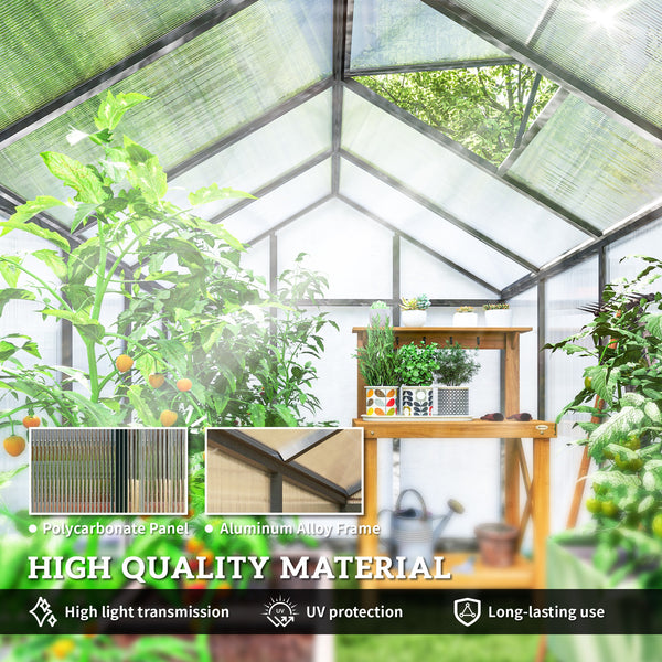 Polycarbonate garden greenhouse, anthracite grey