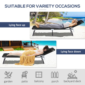 Folding chaise lounge with 4-position adjustable backrest, black