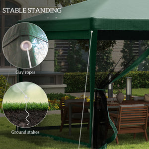 10' x 20' Party Tent Outdoor Canopy Garden Sun Shade with 8 Mosquito Mesh Netting and Zipper Door, Green