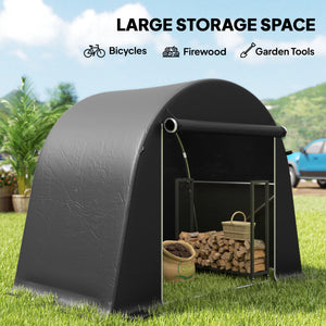 Abri de jardin portable imperméable avec porte zippée enroulable et structure en métal galvanisé