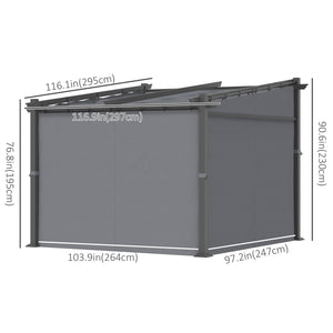Pergola métallique avec toit coulissant, pergola rétractable, 3 m x 3 m, gris foncé