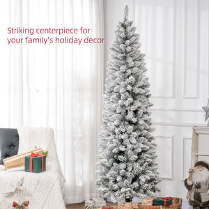 Sapin de Noël crayon de 7 pieds givré avec 687 branches et base en métal