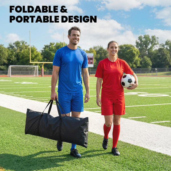 2-in-1 Portable Rebounder Net for Soccer & Baseball, Double-Sided, Foldable with Carry Bag.