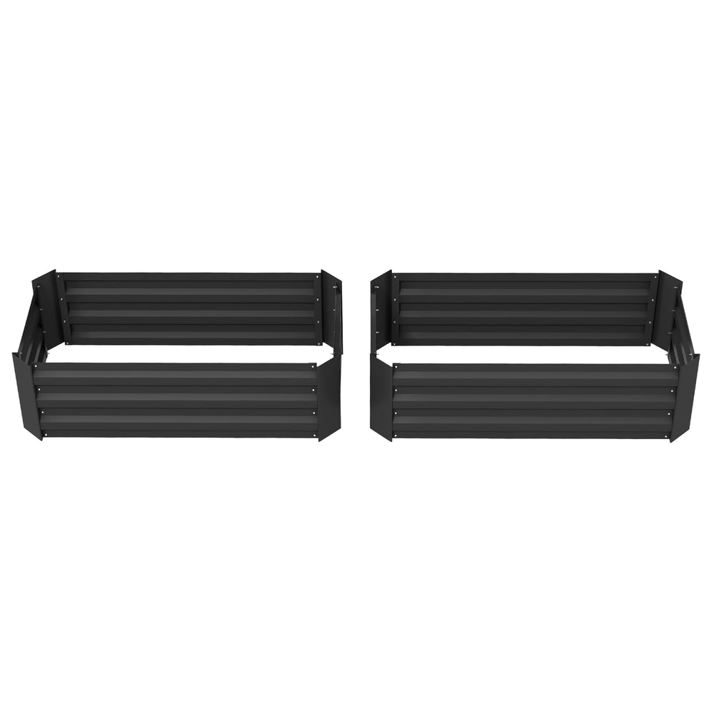 Set of 2 raised steel planters, black 