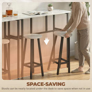 Bar Table Set of 6, Bar Table and Stools for 4, 2 Breakfast Tables and 4 Stools for Living Room, White Marble