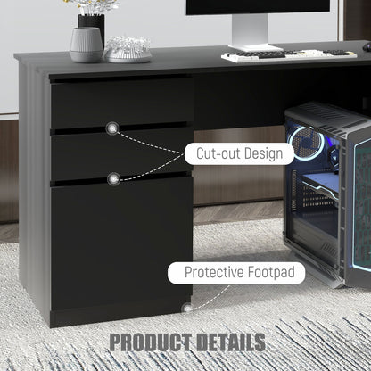 Computer Desk with Storage, Drawers and Cabinet for Home Office, Study Room, Black