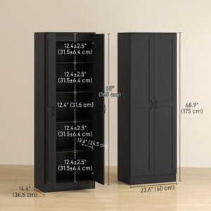 Armoire de rangement haute avec étagères réglables, noir