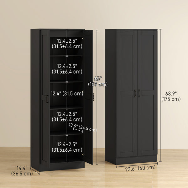 Armoire de rangement haute avec étagères réglables, noir