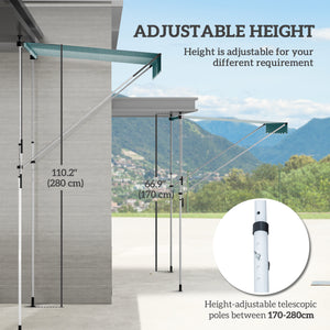 6.6'x5' Manual Retractable Patio Awning Window Door Sun Shade Deck Canopy Shelter Water Resistant UV Protector Green