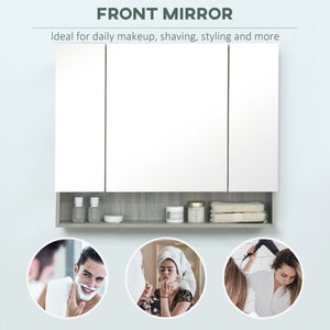 Armoire à pharmacie murale avec miroir et étagères réglables, grise