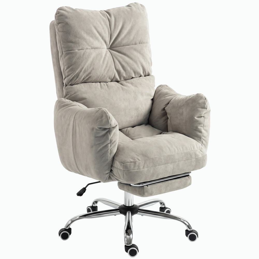 Fauteuil de bureau inclinable à 155° avec repose-pieds, gris clair