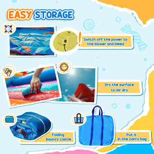 4 en 1 Maison gonflable pour enfants Thème château Extra large Double toboggans et trampoline Design Mur d'escalade de piscine gonflable avec sac de transport Souffleur d'air