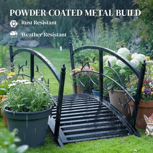 1.2m Metal Garden Bridge with Arched Safety Rail for Pond or Stream