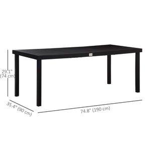 Table de jardin rectangulaire en aluminium, noire