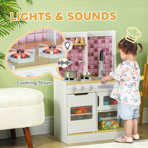 Cuisine enfant avec lumières et sons réalistes, évier, four, cuisinière, blanc