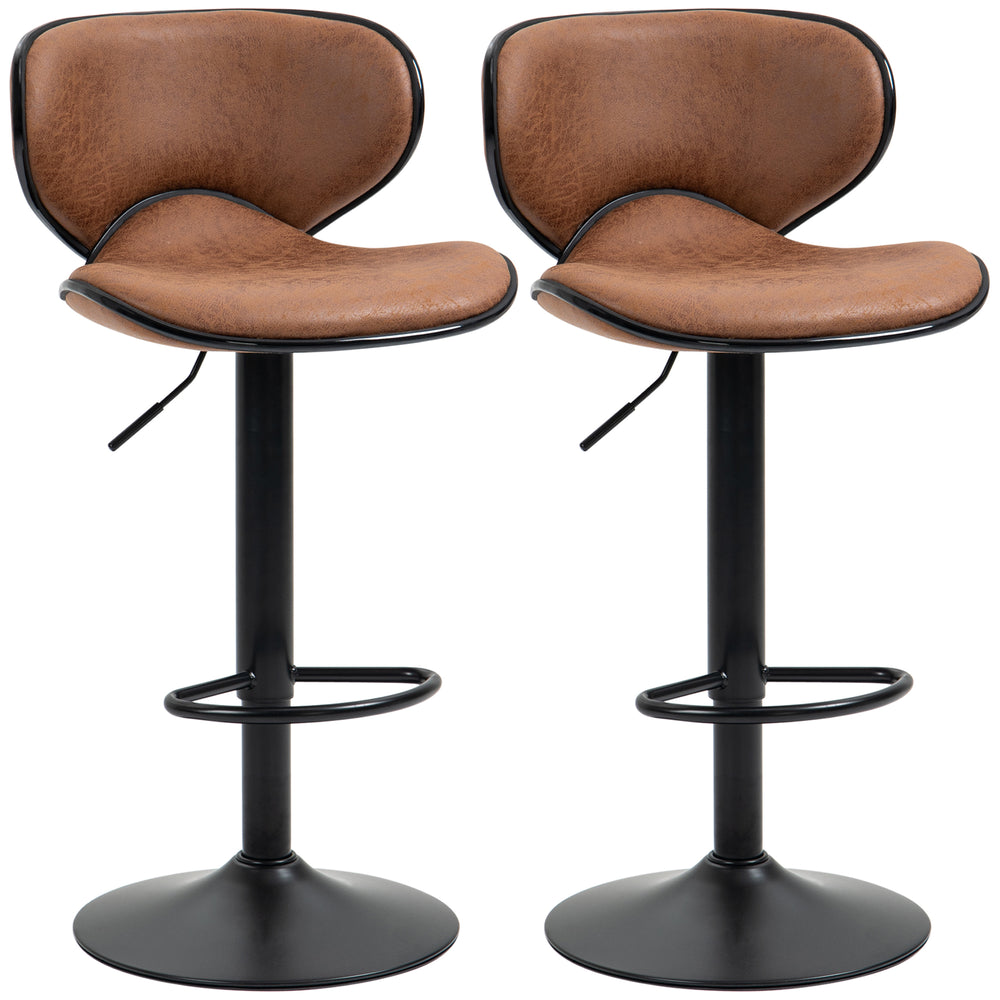 Set of 2 height-adjustable bar stools with swivel seats