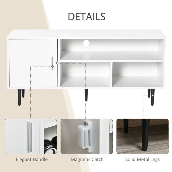 Meuble TV moderne pour téléviseurs jusqu'à 60 pouces avec étagère de rangement, blanc