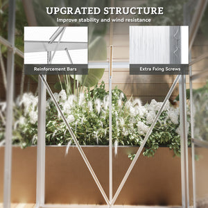Polycarbonate greenhouse with sliding door, window, aluminum frame and foundation