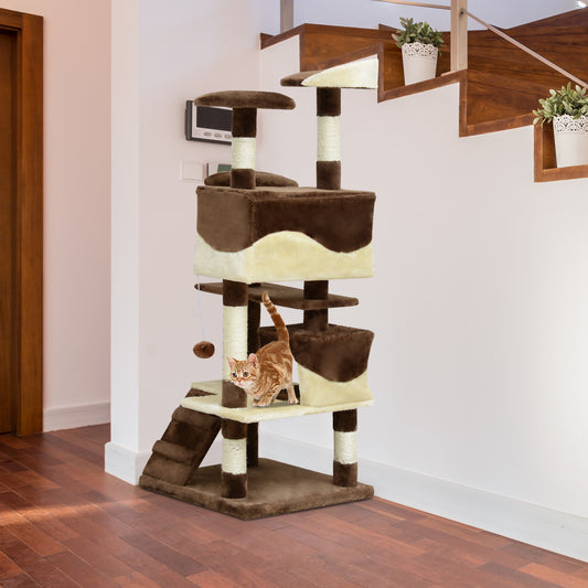 Arbre à chat 53" avec griffoir, grande maison de jeu pour chatons à plusieurs niveaux