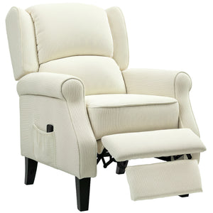 Fauteuil inclinable à dossier relevable avec massage par vibrations, repose-pieds extensible, télécommande, couleur crème