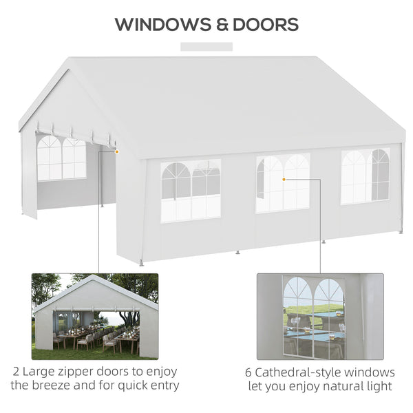 Heavy Duty Party Tent, 19.5' x 19' Large Sun Shade Canopy Tent for Parties, Events, BBQ Grill, White