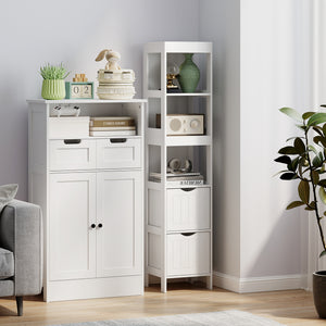 Meuble de rangement étroit pour salle de bain, blanc