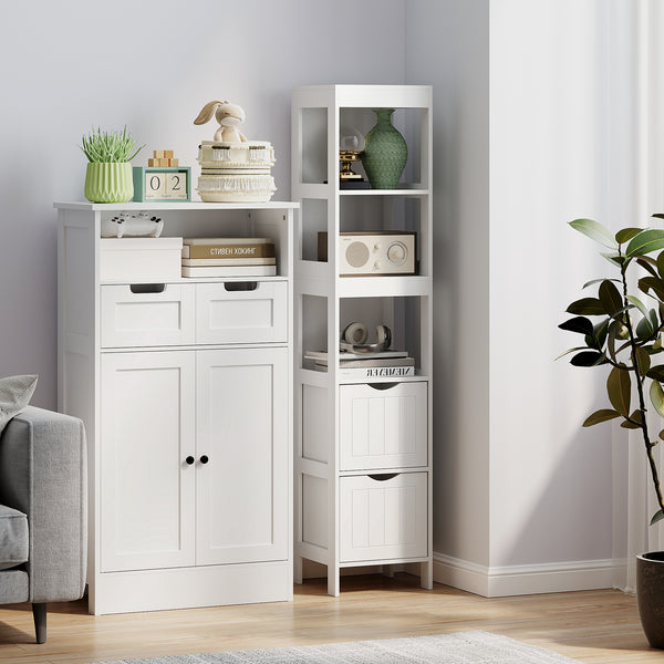 Meuble de rangement étroit pour salle de bain, blanc