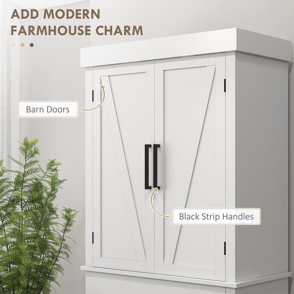 Garde-manger de style campagnard avec 4 portes de grange, blanc