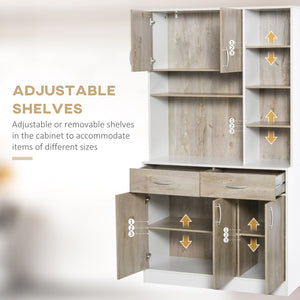 Buffet de cuisine avec rangement multiple, blanc et beige