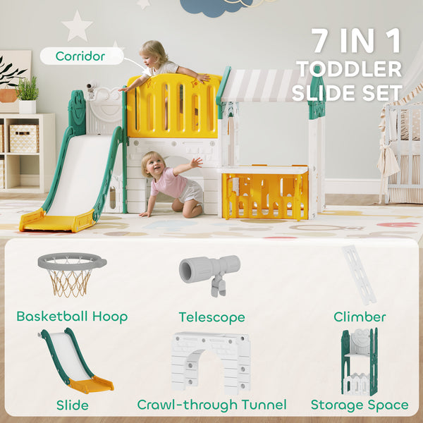Toboggan 7 en 1 pour tout-petits jaune/vert