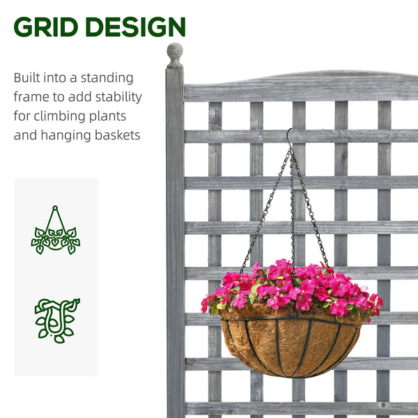 Raised planter with trellis for climbing plants, grey