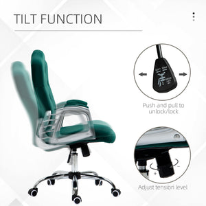 Chaise de bureau en velours, verte.