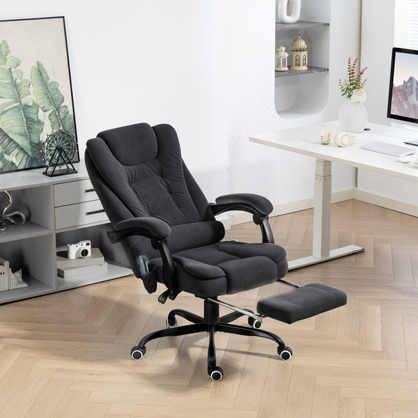 7-point vibrating massage chair with footrest and reclining backrest, black