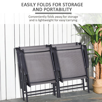 Ensemble de 2 chaises pliantes pour la terrasse, confortable avec accoudoirs, noir