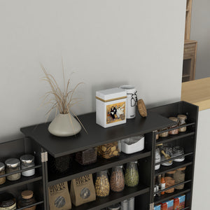 Meuble de rangement avec étagères à 5 niveaux, 12 étagères à épices, noir