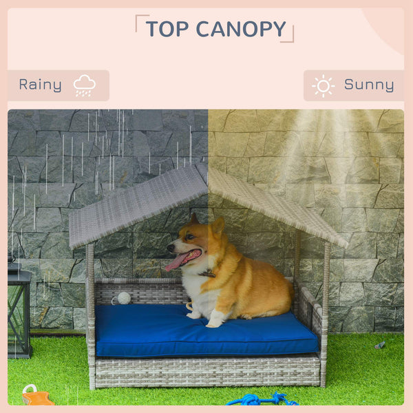 Lit pour chien en osier avec coussin pour intérieur/extérieur