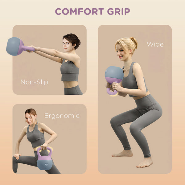 Soozier 18 lb Soft Kettlebell, Sand Filled Weight w/ Grip Handle, Kettlebell Weight for Full Body Workout, Purple