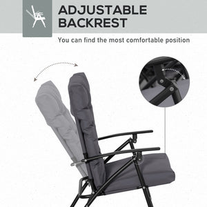 Ensemble de 2 chaises pliantes d'extérieur avec dossier réglable, grises