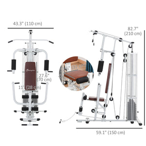 Station d'entraînement multifonction avec poids de 45 kg pour tirage latéral, blanc