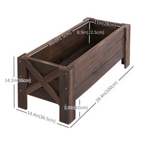 Raised planter, carbonized finish