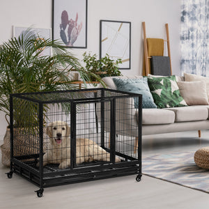 Cage robuste avec deux portes et roues verrouillables