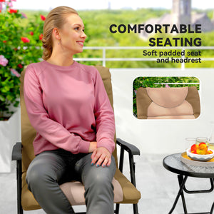 Ensemble de 2 chaises berçantes pliables d'extérieur, marron clair