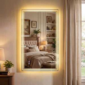 Miroir de salle de bain LED 48" x 28" avec éclairage frontal et éclairage arrière