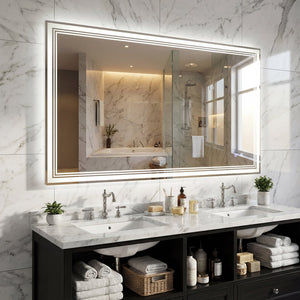 Miroir de salle de bain LED 48" x 28" avec éclairage frontal et éclairage arrière